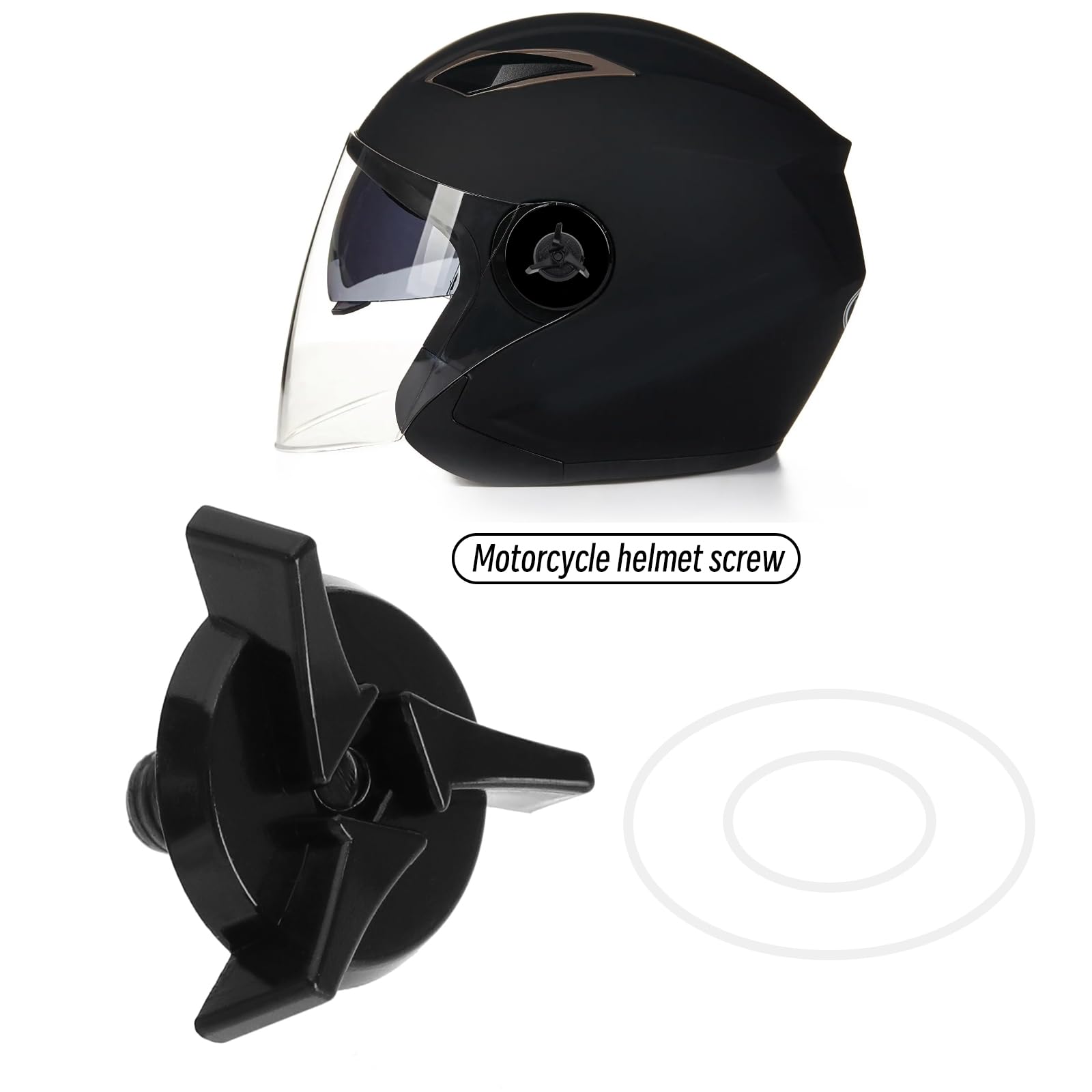 The Lord of the Tools 12Pcs Motorcycle Helmet Screws Plastic Fixing Screws with Washers Helmet Visor Screws Motorcycle Helmet Replacement Parts, Black