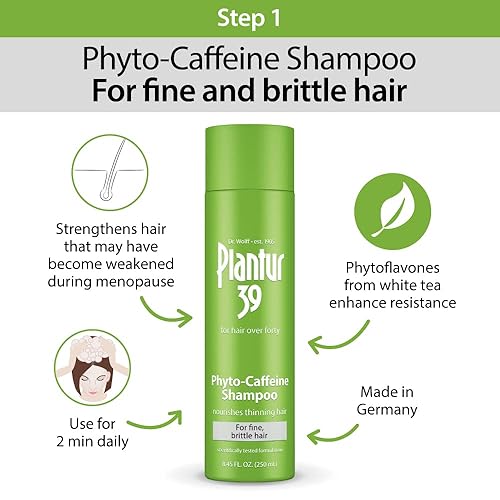 Miniatura 2 de Plantur 39 Sistema de 3 pasos para cabello fino y quebradizo con fórmula de fito-cafeína para promover el crecimiento natural, champú (8.45 onzas),