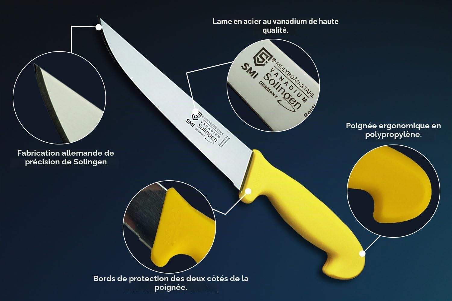 SMI 5 Pièces Set Couteau Boucher Solingen Couteaux De Boucher Acier Inoxydable Couteau Viande Couteau à Désosser Made in Germany