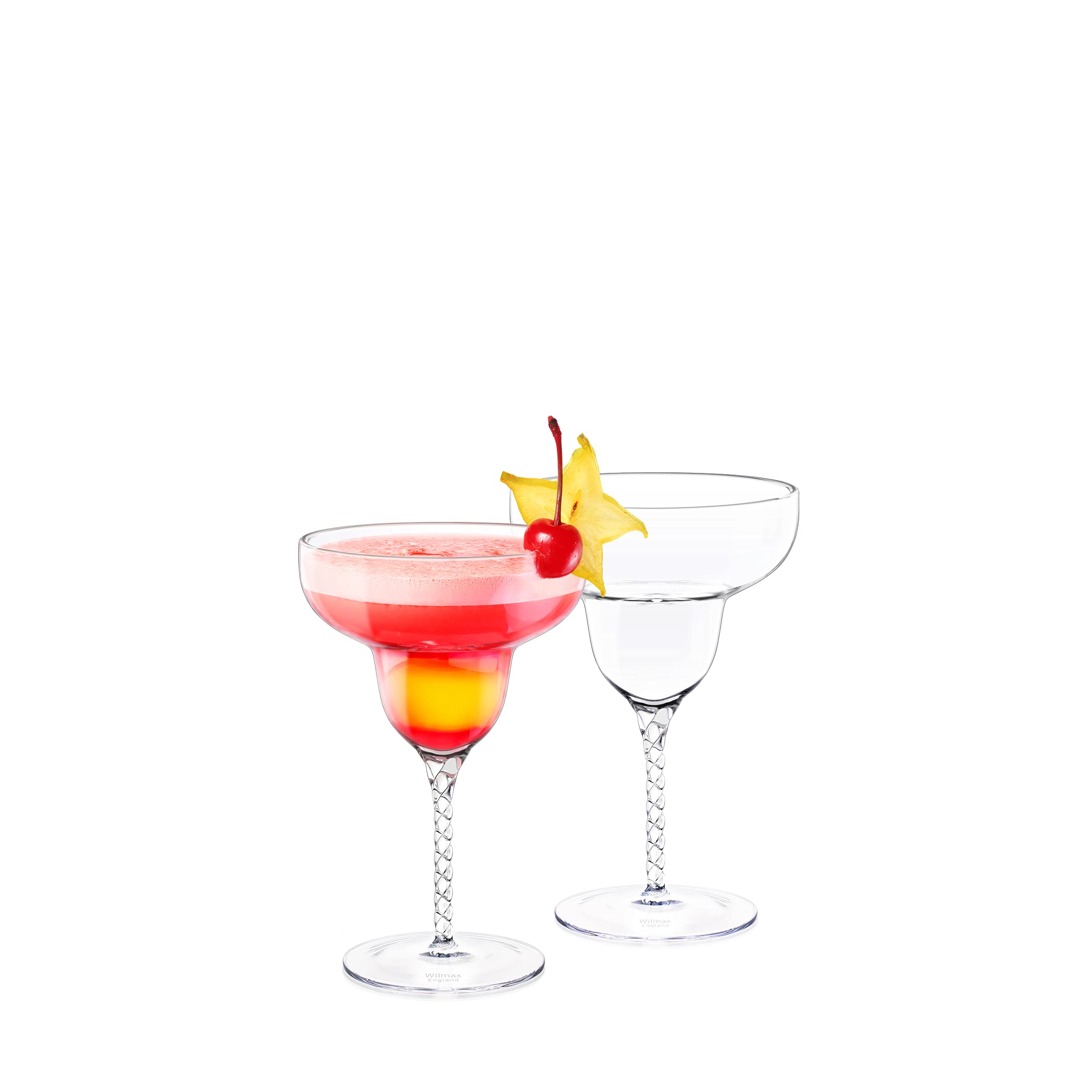 Wilmax - Verres à margarita faits main - Lot de 2-250 ml - Verres à cocktail, à boire, à champagne, à long drink - Accessoires à cocktail