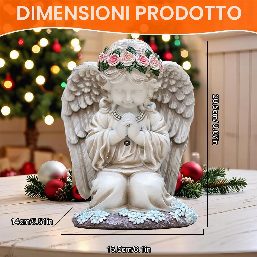 Statue da Giardino Esterno Angelo, Statue da Giardino di Angeli Solari, Resistente alle Intemperie, Scultura Decorativa per Prato, Cortile, Terrazza, Davanzale, Angelo Della Preghiera