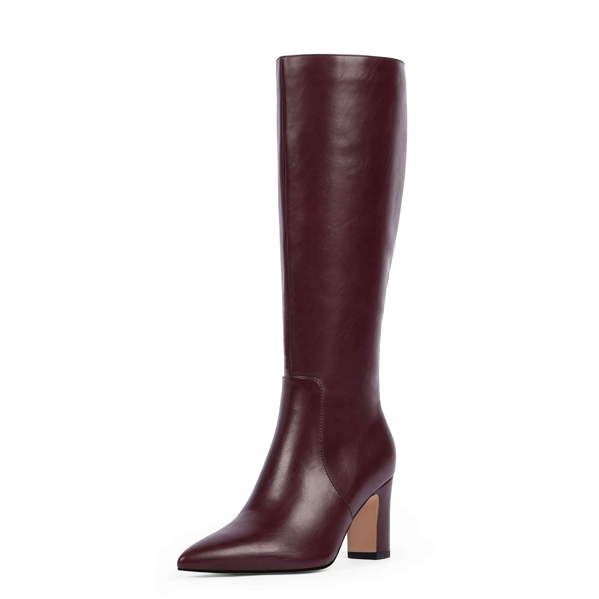 Knee High Boots for Women 3-Inch Chunky Heel Pointed Toe Side Zipper Fall Boots Dressy Comfortable Fashion
