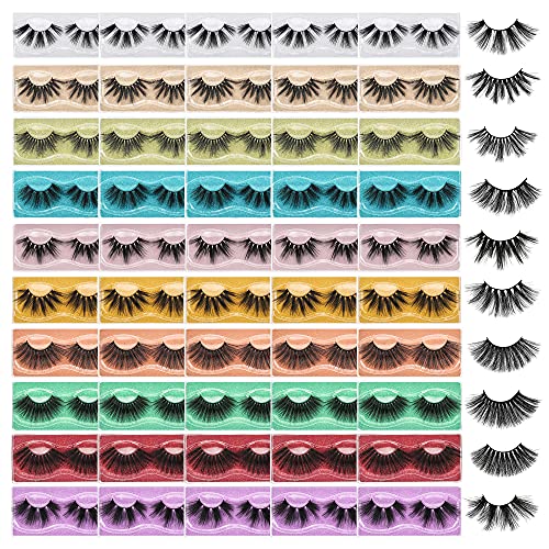 FARRED Wholesale 25mm Faux Mink Lashes, 50 Pairs 10 Styles,