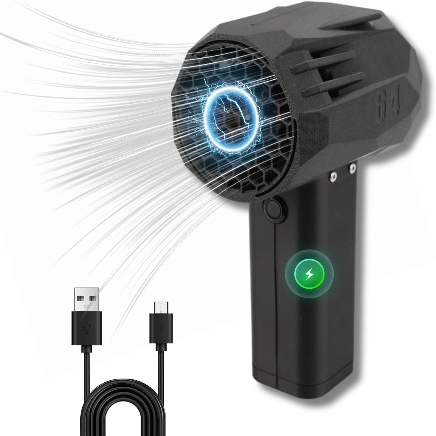 Jet Dry Mini Blower, 1.4KG Thrust Portable Air Blower, 64mm Brushless Motor Handheld Portable Electric Air Duster, Stepless Speed Adjustable Handheld Fan for Car Keyboard Cleaning