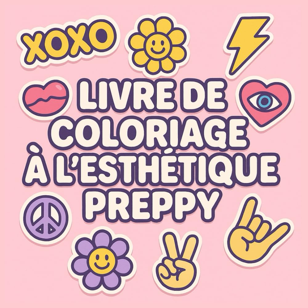 LIVRE DE COLORIAGE À L'ESTHÉTIQUE PREPPY: Illustrations mignonnes, tendances et relaxantes pour se détendre et exprimer sa créativité