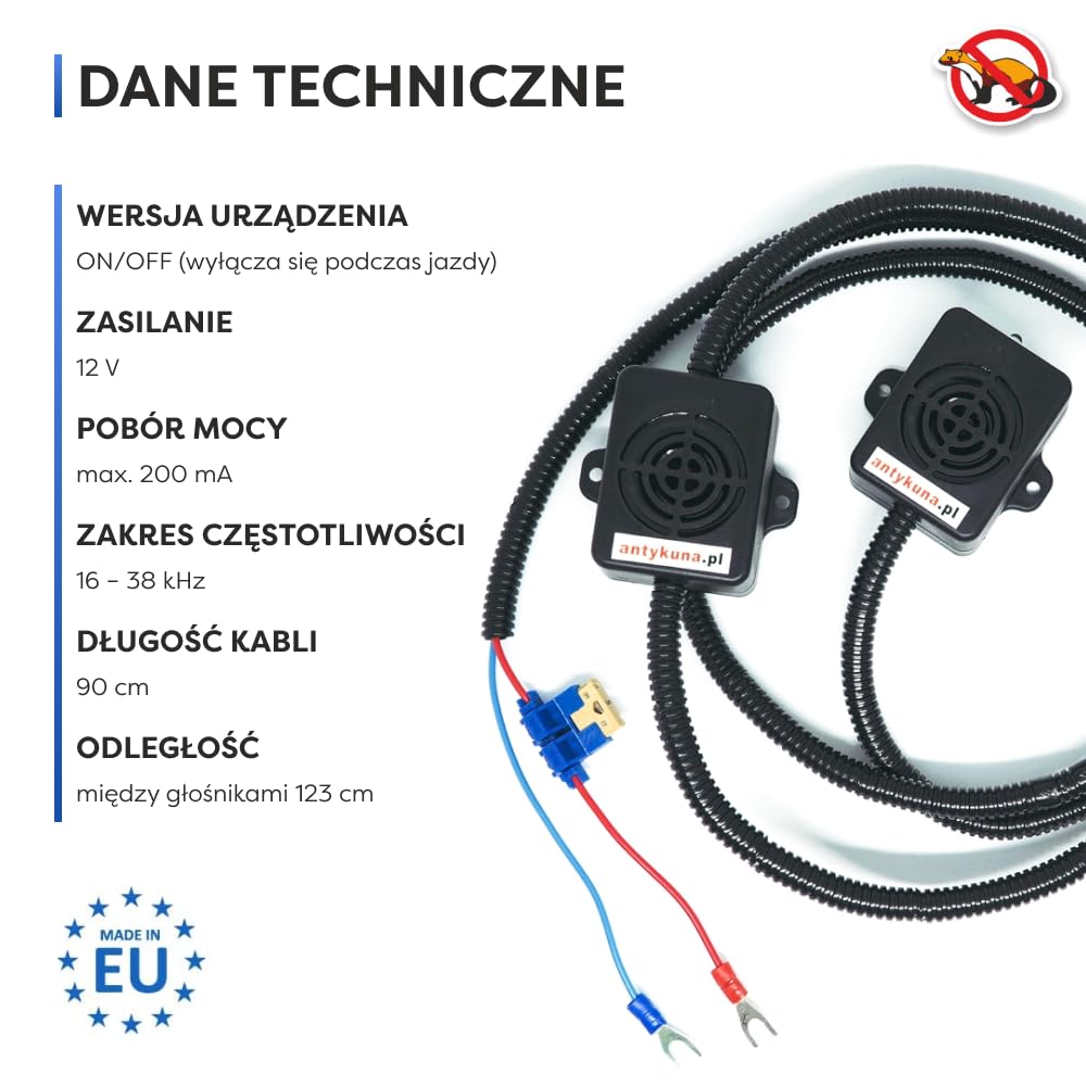 ANTYKUNA Samochodowy podwójny odstraszacz kun ON/OFF 12V – ultradźwiękowy odstraszacz do auta