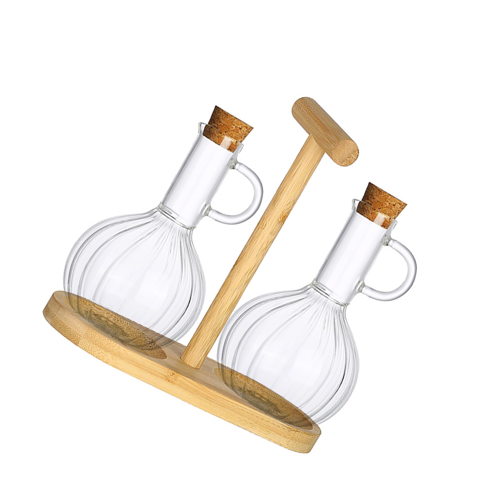LUCKGONI Premium Borosilicate Glass Oil Dispenser With Natural Stand For Accurate Pouring And Leak Prevent