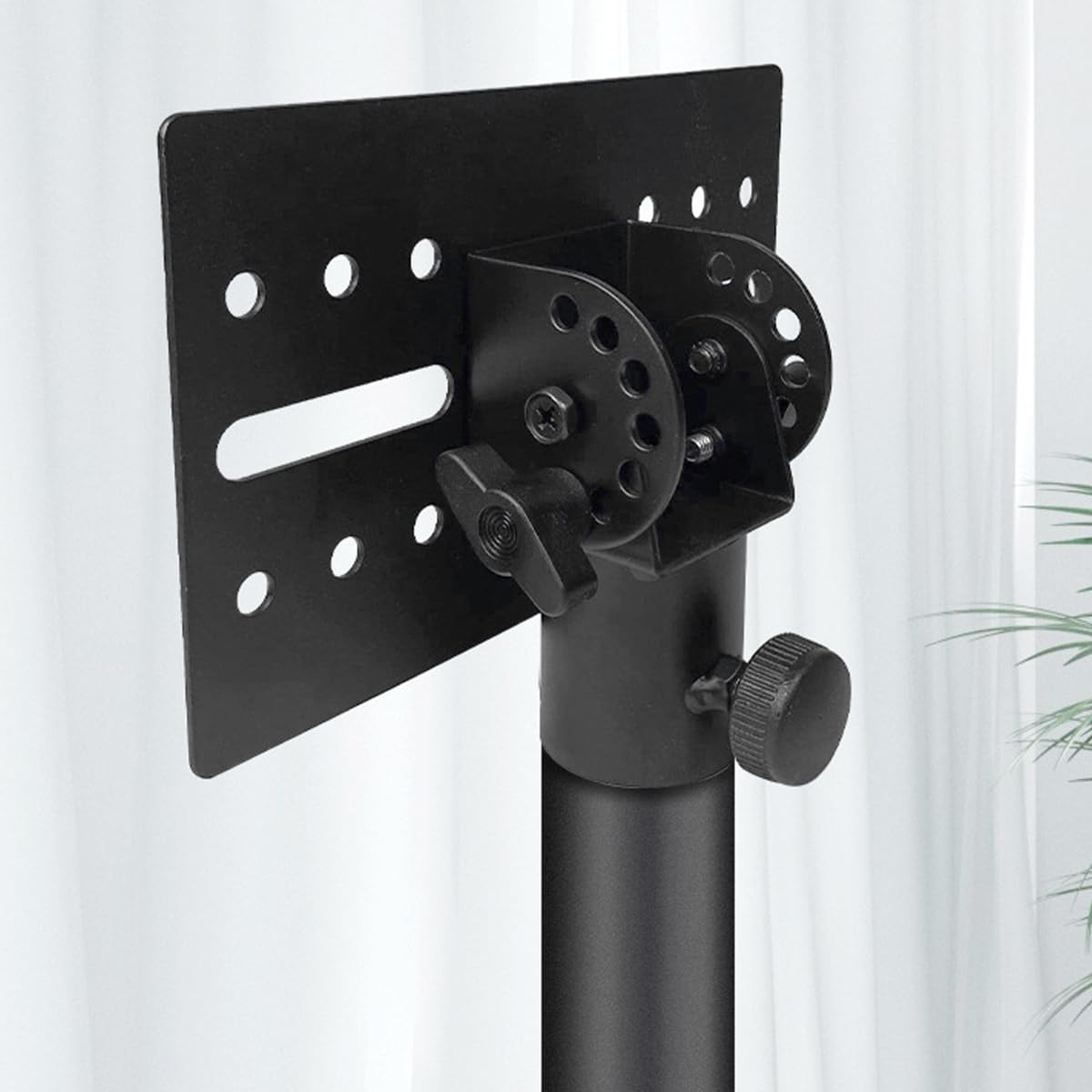 Plateau d'enceinte réglable en métal, support 35 mm, base 175 x 110 mm, angle réglable à 90 degrés, capacité de charge 60 kg, noir