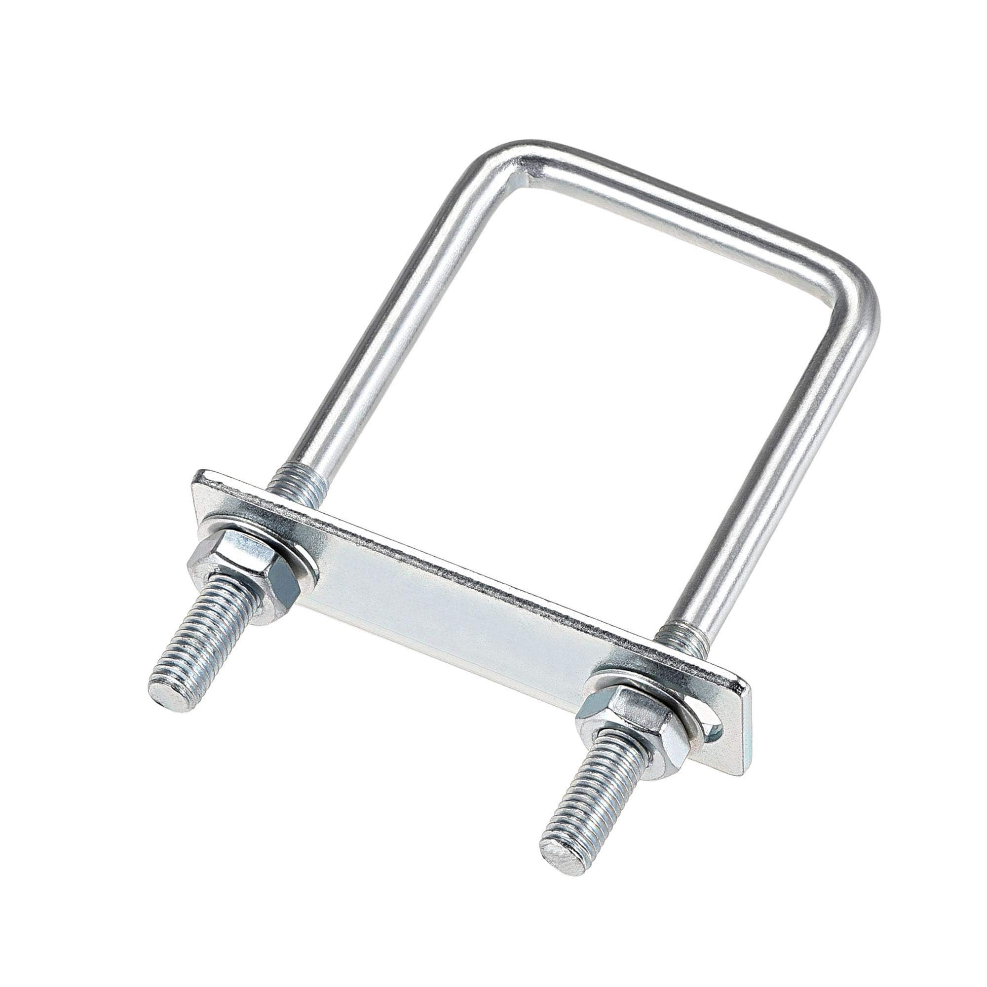 Unifizz Square U-Bolt,4 Set Carton Steel M8 U Bolts 60mm(2-3/8") Inner Width 120mm Length with Nuts and Frame Plate for Automobiles Boat Trailer