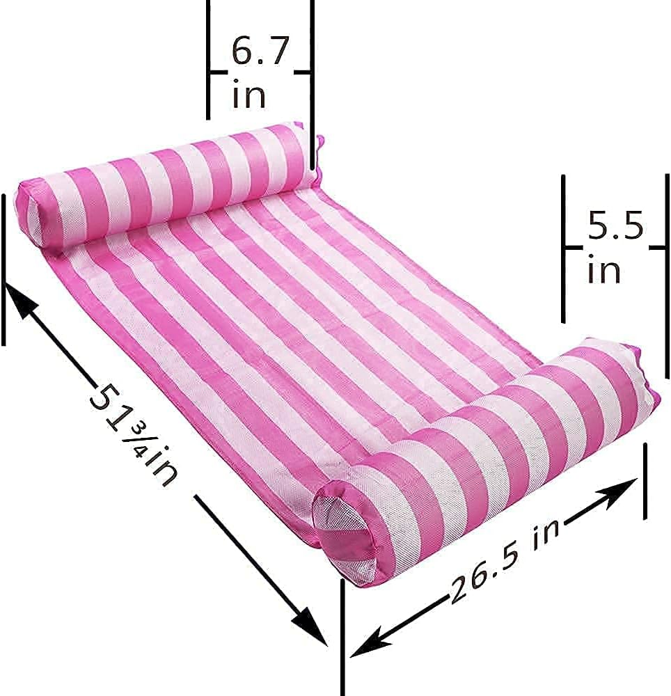 FindUWill Inflatable Pool Float, 2-Pack Soft Fabric Multi-Purpose Inflatable Hammock(Lake&Lollypop) and 2-Pack Premium Swimming Pool Float Hammock(Pink and Lightblue)