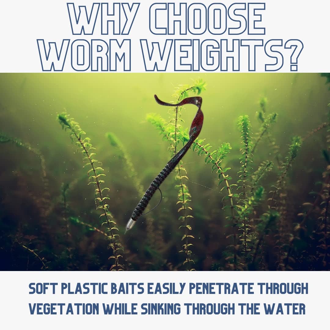 Reaction Tackle Lead Worm Weights Bullet Shaped Sinkers with Size Stamped - Bass Fishing Tackle Sinkers Fishing Weights (25-Pack)