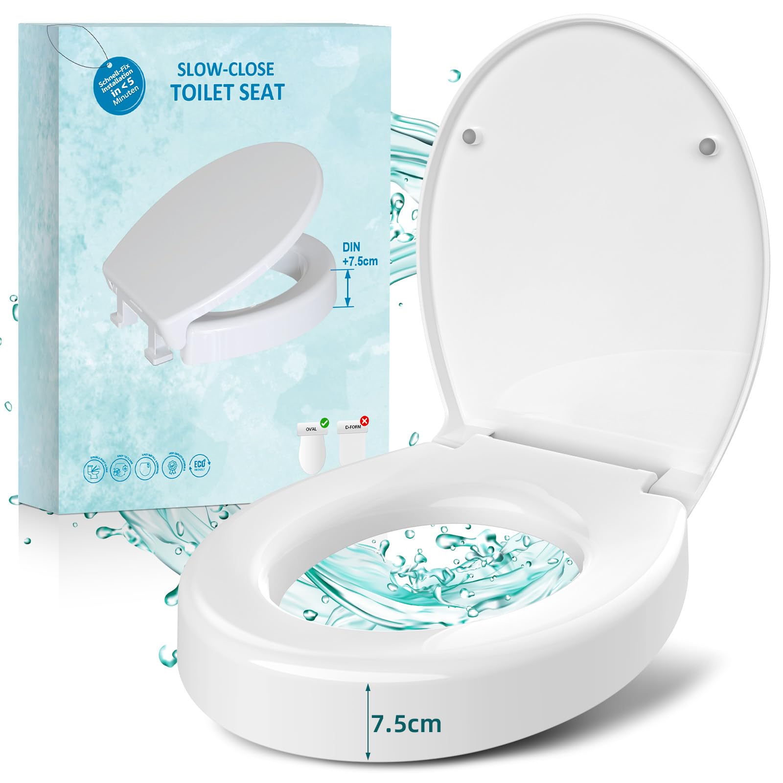 Toilettensitzerhöher, WC Sitzerhöhung 7.5 cm