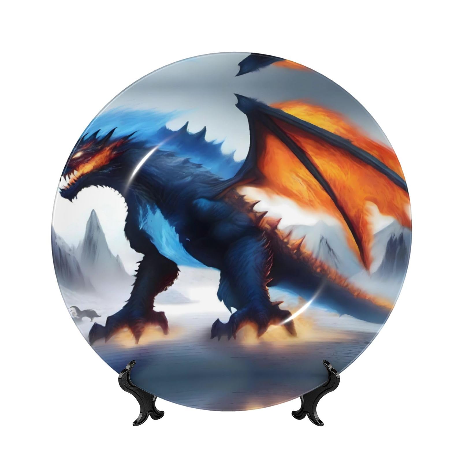 Platos decorativos de gigante de fuego azul POEZJZW, artesanía fina de 10 pulgadas para colecciones