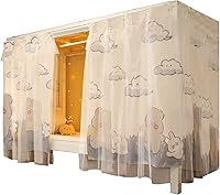 Vista 28 de Cortinas de gasa bonitas genéricas para litera con dosel de cama con encaje, 2 paneles, aguacate