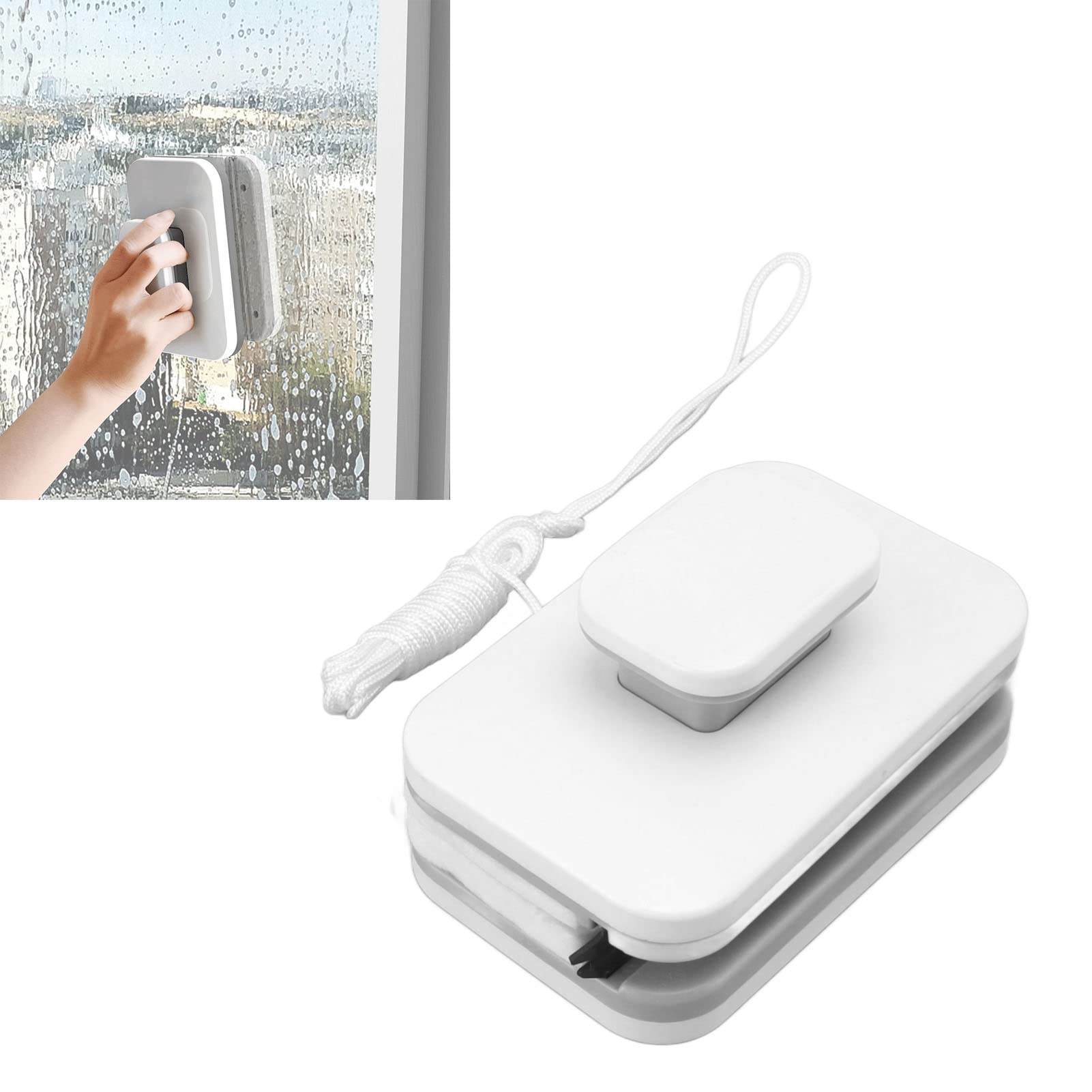 Limpiacristales Magnético, Limpiador de Ventanas Magnético de Doble Cara con Escobilla de Silicona, Esponja de Depósito de Agua, Agarre Cómodo para Limpieza de Ventanas de Gran Altura en el