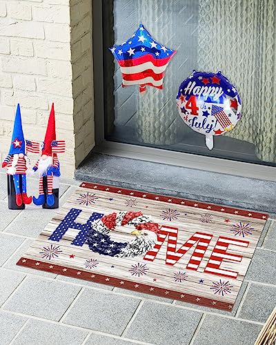 Independence Day Happy Entrance Door Mat 4Th Of July Eagle Low Profile Tradition Patriotic Decor Outdoor Welcome Mat Non-Slip Carpet Rugs Floor Mat Decorative For Home Bathroom Kitchen Indoor 16"X24" #TOP8
