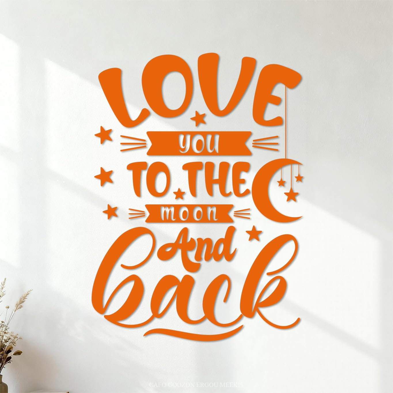 Vinyl Wall Decals Love You to the Moon and Back Motivational Quote Hand Written Typography 57.6x78.4cm Car Body Decoration Orange