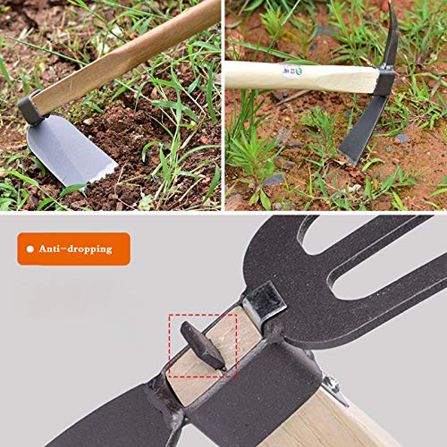 Gardening Tool Dual-use Hoe and Rake/Cultivator Carbon Steel Hand Tool - Wood Handle for Home loosening Soil, Weeding and Digging - Image 6