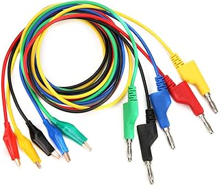 P1044 5pcs Enchufe de plátano apilable de 4 mm para clip de prueba de prueba | Cable de cable multímetro 1M para pruebas electrónicas/Medición del circuito | 500V / 5A, 5 Color