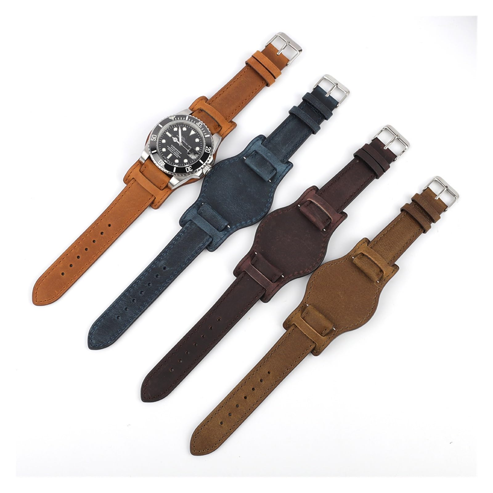 Cinturino per orologio in pelle Crazy Horse, cinturino vintage pull-up invecchiato da 18-24 mm, realizzato a mano a sgancio rapido