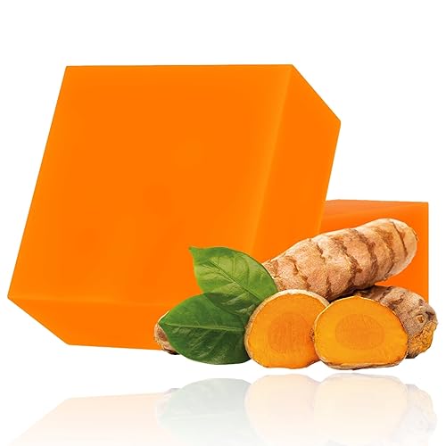 Rosarden Jabón facial de cúrcuma, jabón de cúrcuma para cara y cuerpo, jabón de cúrcuma natural hecho a mano, jabón facial hidratante para acné y