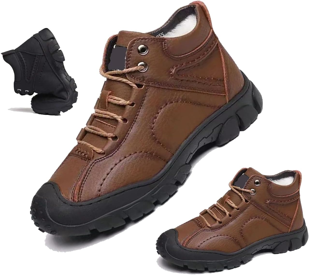 Men's Comfort Boots - Winter Trekking Backpacking Snow Boots, Comfort Thick Fleece Lined Waterproof Non-slip Softsole Outdoor Sneakers
