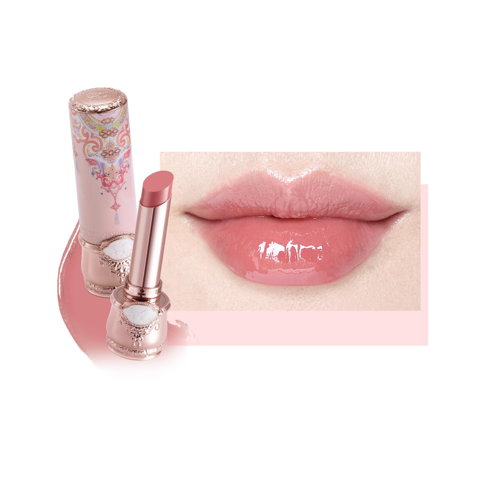 Butterfly Cloud Collar Glossy Lipstick,Hydrating Solid Lip Gloss,Moisturizing Pink Tinted Lip Balm,Long Lasting Lip Gloss in Balm for Girls&Women,(C06 Cardamom)