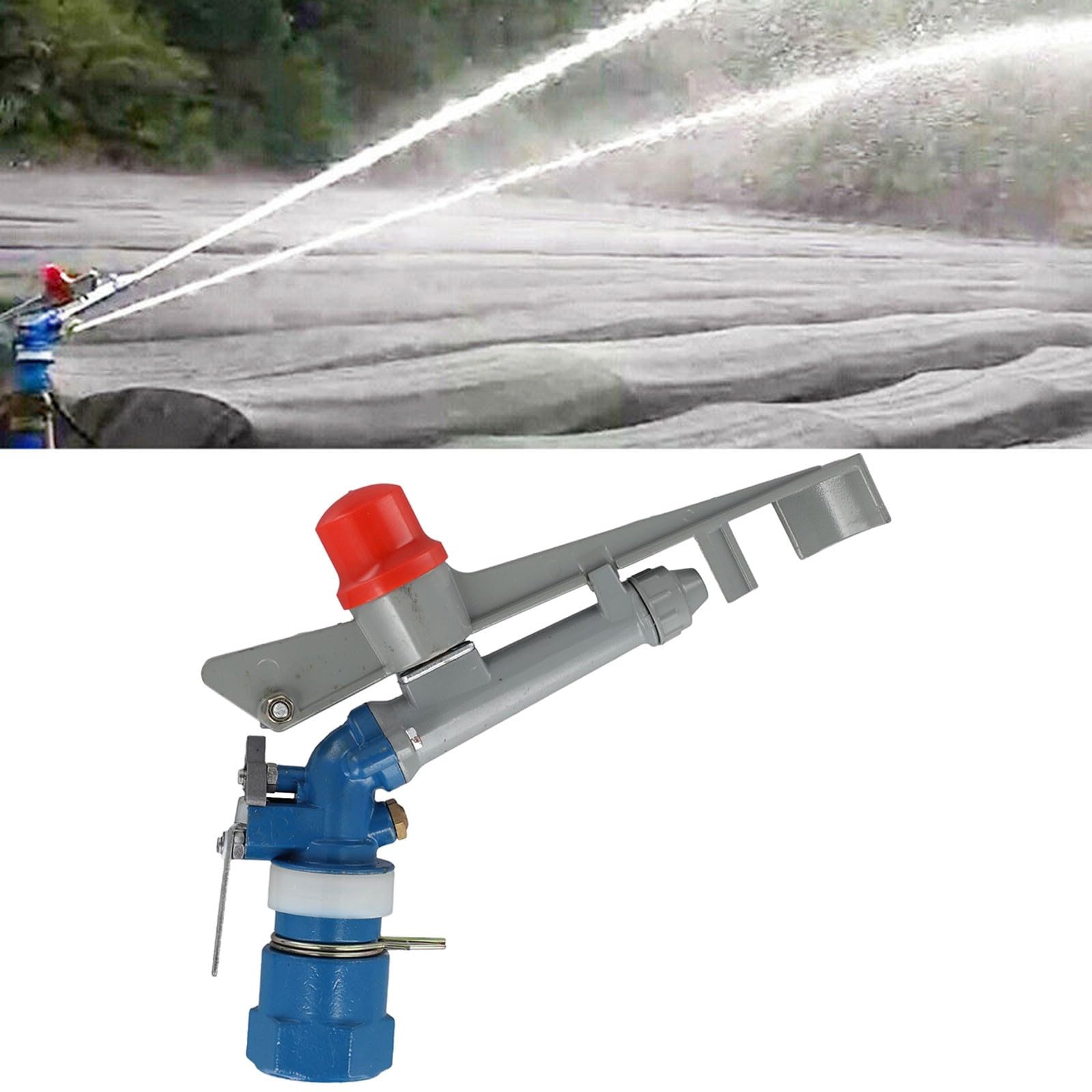 Pistolet d'arrosage réglable en alliage de zinc à 360° pour pelouse, jardin et arrosage agricole - Filetage 1" - Rayon de pulvérisation 35-40 m, débit 4,0-4,63 m³/h