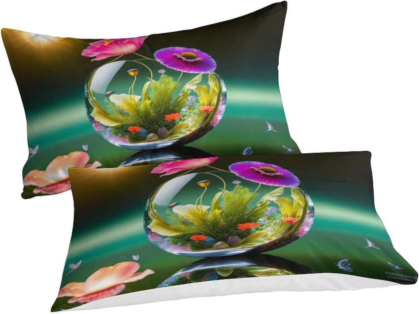 Colored Flowers Three Piece Suit Cartoon Quilt Cover Set - Super Soft Bedding Set for Kids with Pillowcase - Lightweight and Breathable Microfiber Bed Linens