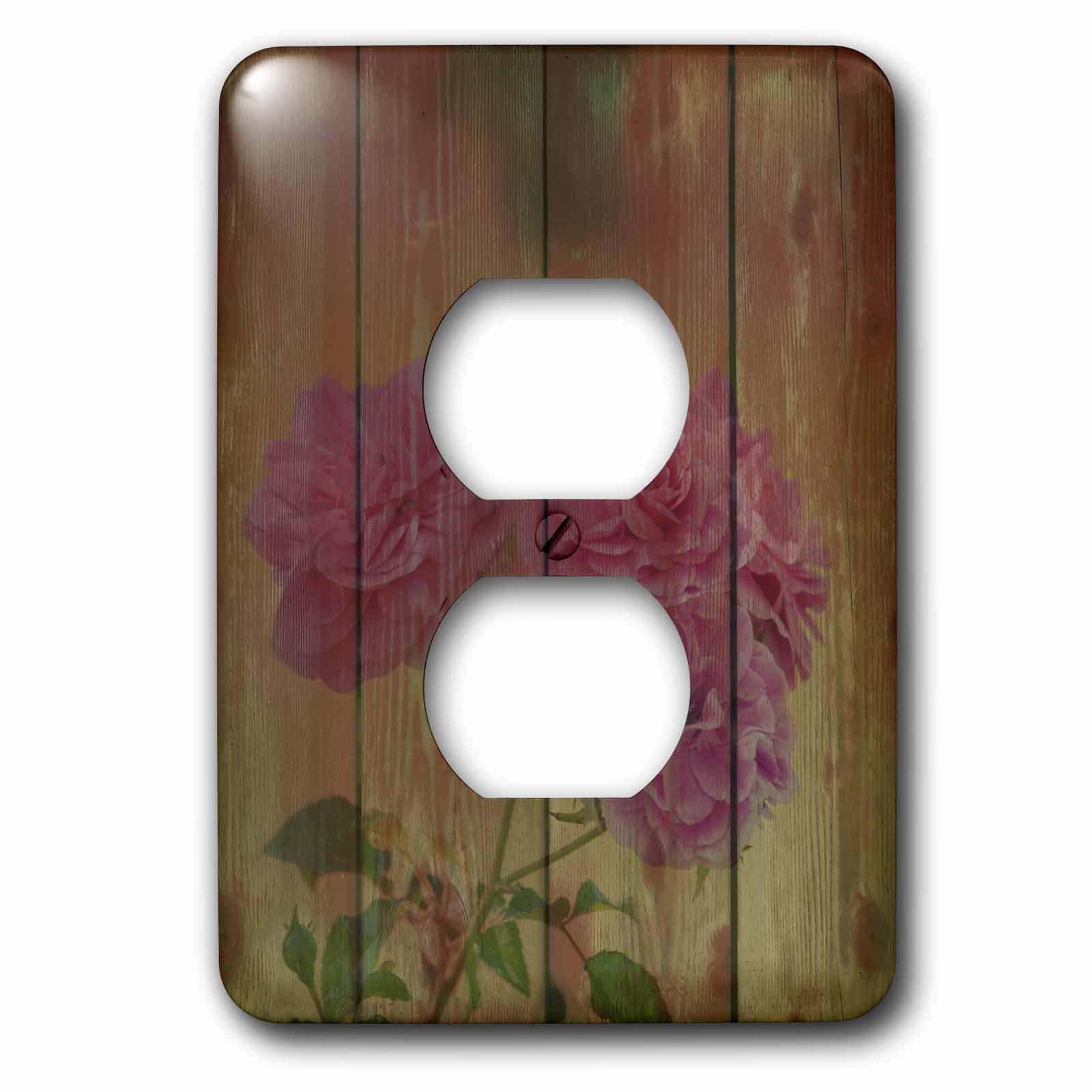 Placa para enchufe de 2 tomas con diseño de rosas rústicas de 6 pulgadas