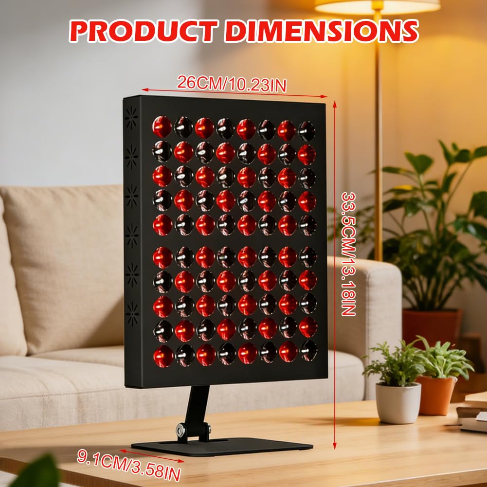 Lampa z czerwonym światłem, lampa na podczerwień, 80 diod LED Red Light, 850 nm i 660 nm, lampa na podczerwień z timerem, urządzenie terapeutyczne 50 W czerwone światło, lampa ciepła do twarzy, całego