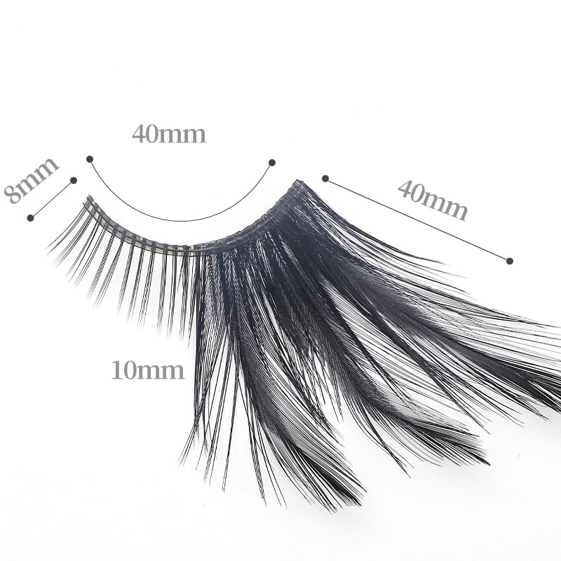 Dorisue halloween Feather Eyelashes witch makeup Cat eyes Black tail Lashes extension wedding Show Halloween Cosplay Wedding false lashes drama theatre model Hand-made Luxury Fashion Fake Lashes - Image 3