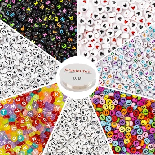 1900 Pcs 7 Colors Round Letter Beads for Bracelets Sukh