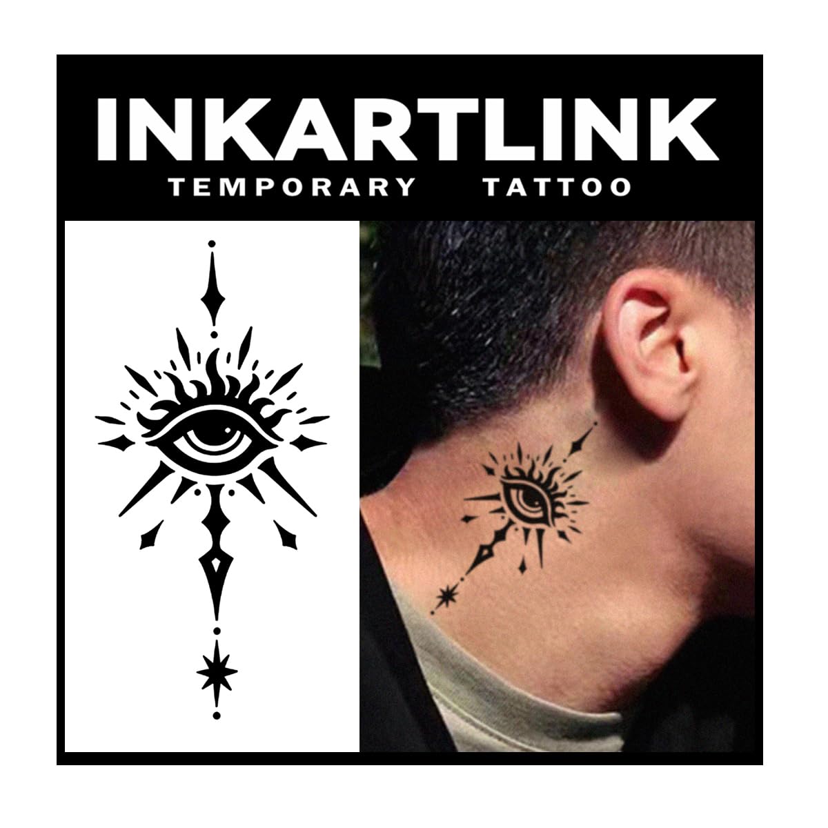 INKARTLINK Tattoo Tech, 2 Sheets Medium Semi Permanent Tattoo, Adult Art Design Temporary Tattoos, Lasts 1-2 Weeks, Waterproof, Realistic Look, No