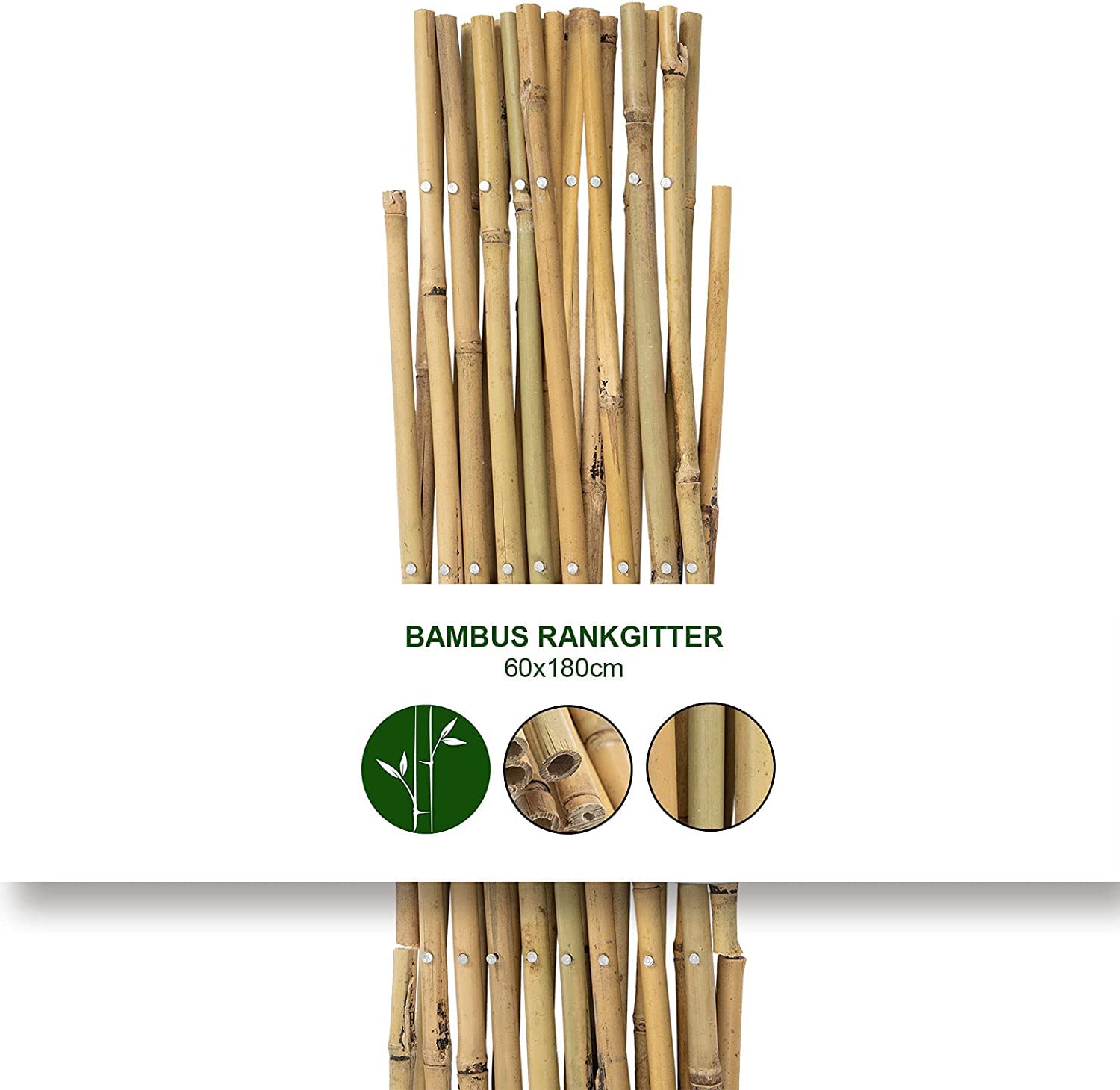 KARAT Treillis en Bambou pour Jardin Balcon Terrasse Terrain de Sport Clôture de propriétés - Extensible Solide - Résistant aux Intempéries - Support pour Plantes Grimpantes (90 x 180 cm)