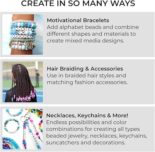 Miniatura 4 de Surtido de cuentas de poni de plástico opaco y multicolor, 0.236 x 0.354 in, 1000 cuentas, fabricadas en los Estados Unidos, paquete de cuentas de