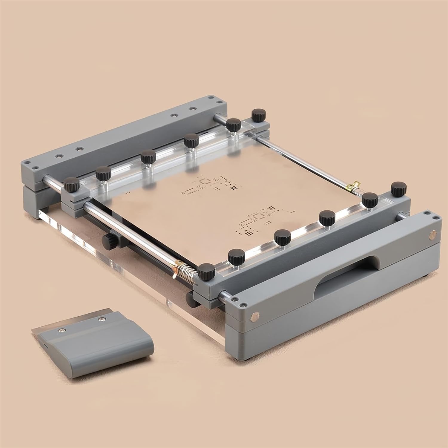 GZKDKZB Solder Paste Printer, Manual Steel Mesh PCB Stencil Printing Table with 80mm Scraper for Small Businesses and Electronics Hobbyists