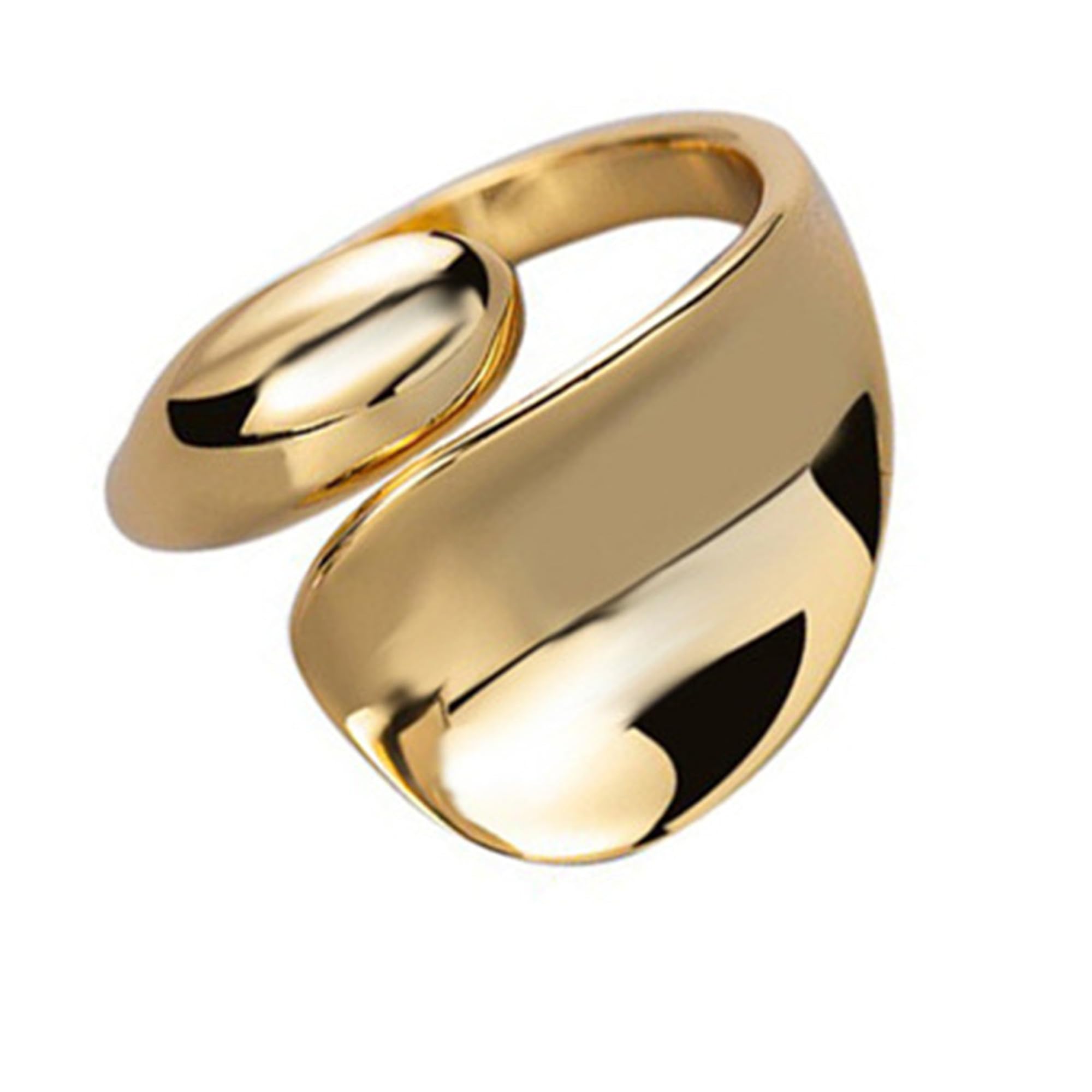 GAUEIOURWater Drop Ring,Cool and Niche Design With Smooth Surface Ring,Simple and Elegant Opening,High-end Feeling Rings,Mismatched Interwoven Female Rings(Golden)