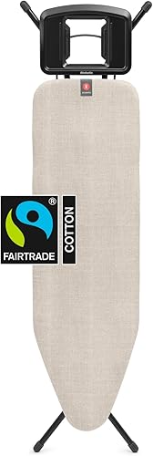 Brabantia - Tabla de planchar B Soporte para plancha de vapor sólido Altura ajustable Patas de goma antideslizantes Funda 100% algodón de