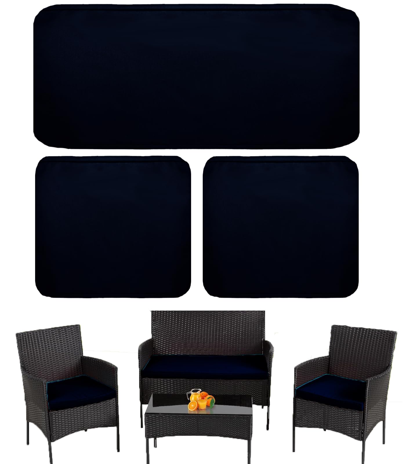 Patio Cushion Covers for Patio Conversation Set 4-Piece, Outdoor Seat Cushions Replacement Covers for Patio Furniture Set Wicker, Backyard Porch