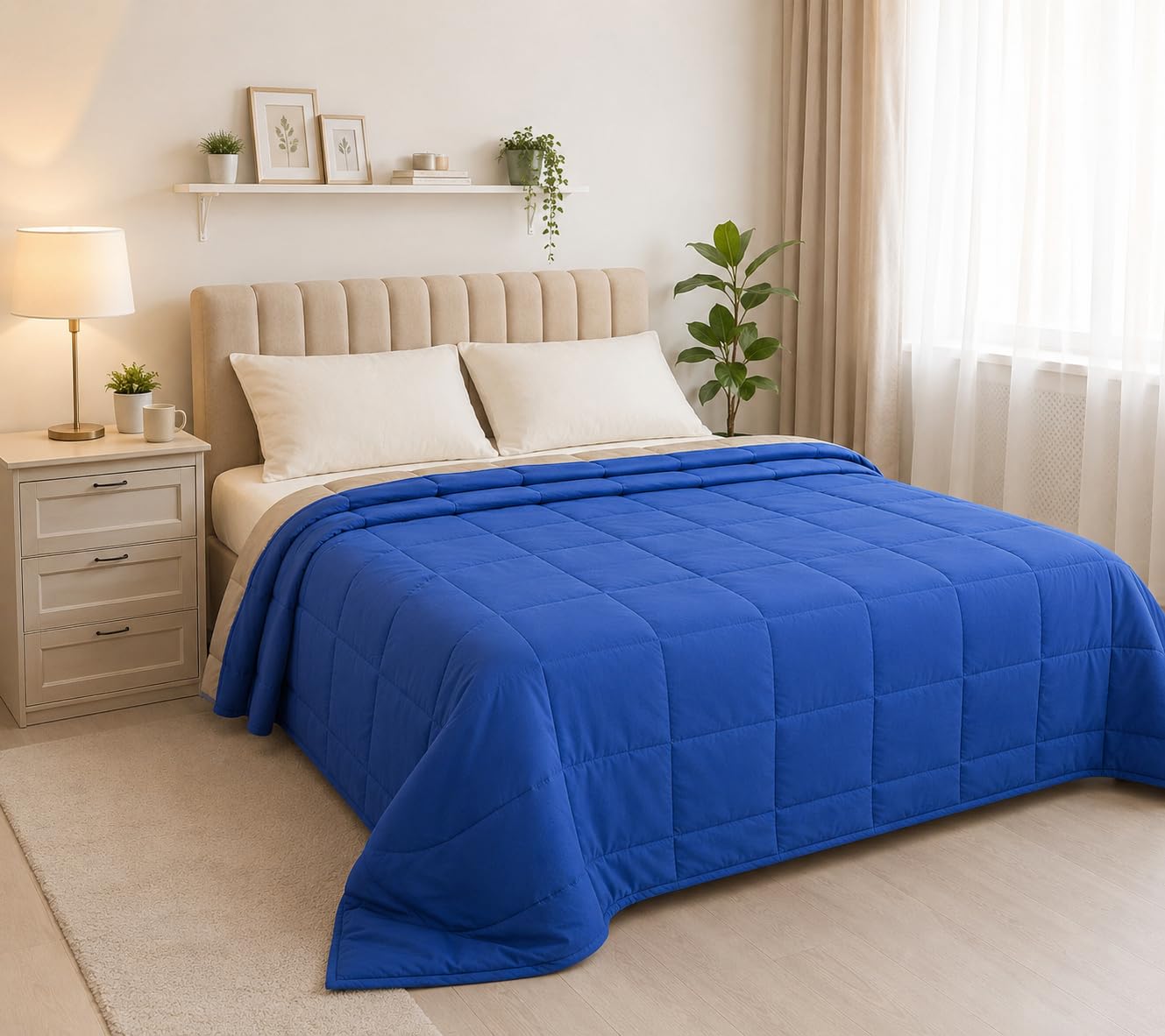 duroflex Snug Comforter - All Weather, Light Weight, Washable, Dual Side Reversible Microfibre Comforter, Blue and Grey Colour, King Size (100X90 Inches)-image-33