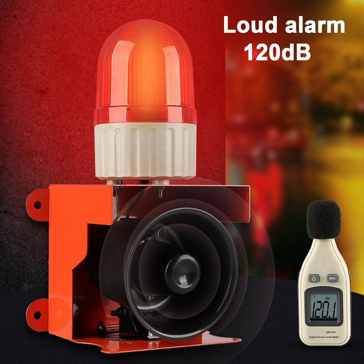 Sirena de alarma de luz y sonido industrial,Torre de bocina de lámpara de advertencia de seguridad de 120dB,Luz estroboscópica LED para fábricas,Terminales,Alarma de seguridad para el hogar (Blue 12V)