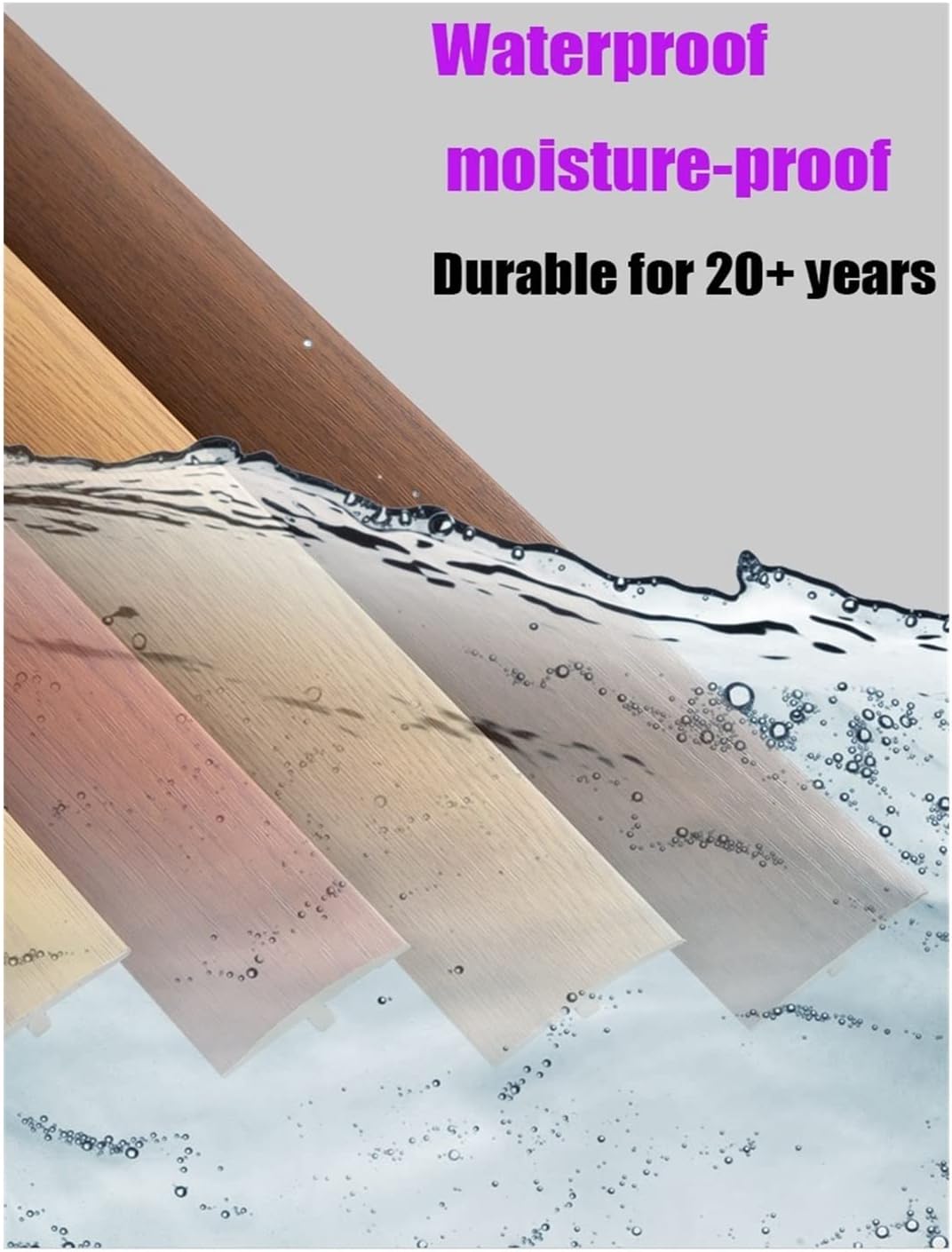 Floor Transition Strip for Gap, PVC Floor Edge Trim Strip/Self Adhesive Transition Strips for Doors,Easy Cut Threshold for T-Moulding,Hallway to Bathroom Carpet ( Color : E , Size : W 40mm - L 90cm/35