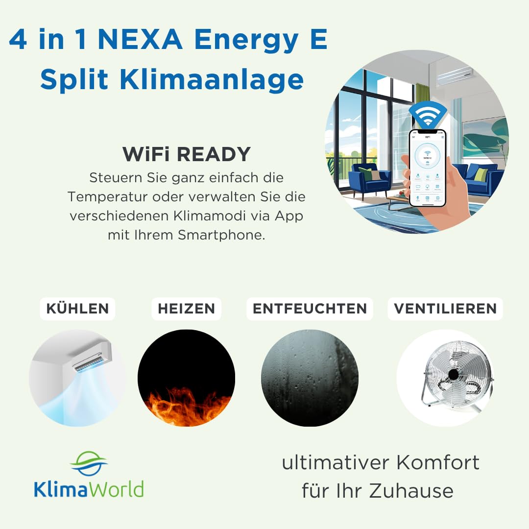 KlimaWorld Split Klimaanlage | Nexa Energy E 12000 | 3,5 kW | Quick-Connect