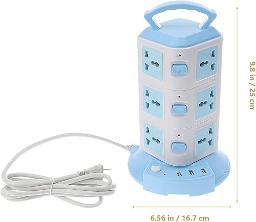 Miniatura 3 de Tira de alimentación USB azul con tomas de corriente a prueba de fuego, carcasa de abdominales, cable de extensión resistente a altas temperaturas