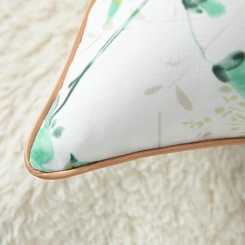 Miniatura 6 de VOGOL Juego de 2 fundas de almohada estampado de pájaros verdes y flores fundas de almohada para decoración del hogar 18 x 18 pulgadas funda de