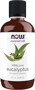 NOW Essential Oils, Eucalyptus Oil, Clarifying Aromatherapy Scent, Steam Distilled, 100% Pure, Vegan, Child Resistant Cap, 4-Ounce