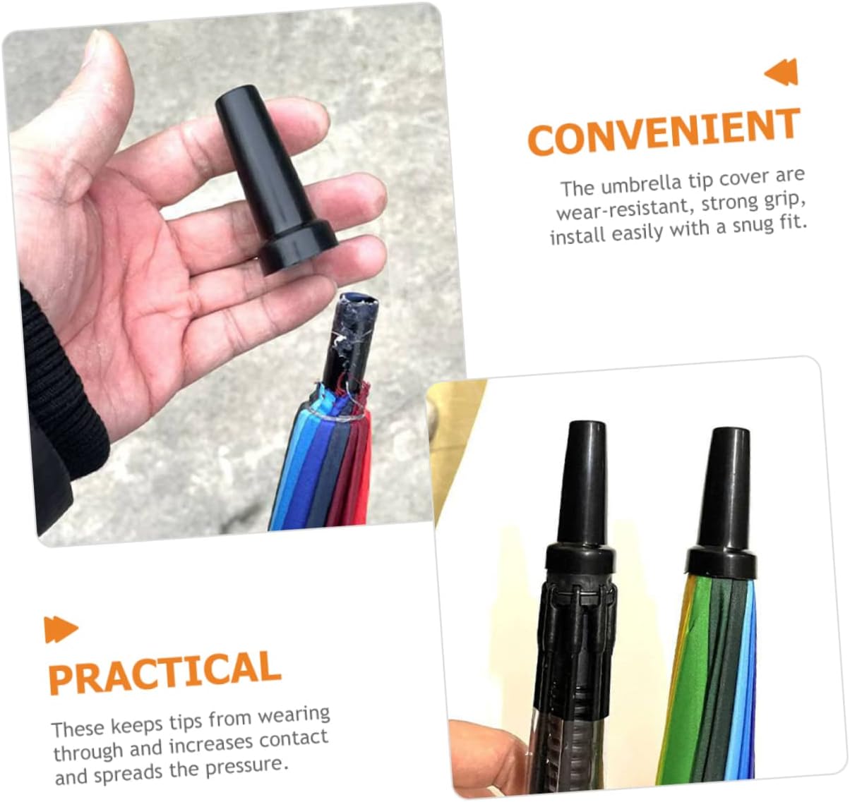 DOITOOL 8pcs Umbrella Tip Caps Durable Umbrella Tops Protectors for Long Handled Repair Accessories Easy to Install Solid Design for Optimal Grip