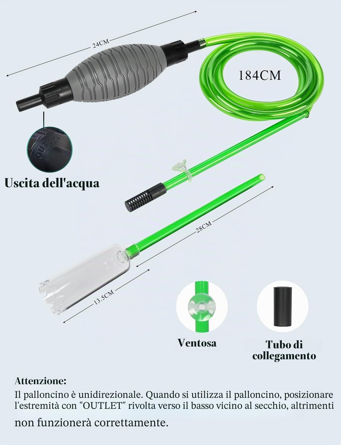 Cambio d'Acqua per Acquario, Detergente per Ghiaia per acquari Kit con sifone, vestito per il cambio dell'acqua dell'acquario e la pulizia della sabbia dell'acquario