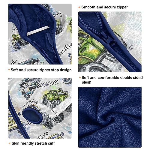 Aflyko Boys Fleece Coat Blue Zip-Up Hoodie Girls Outerwear Kids Hooded Jacket 3-10T4